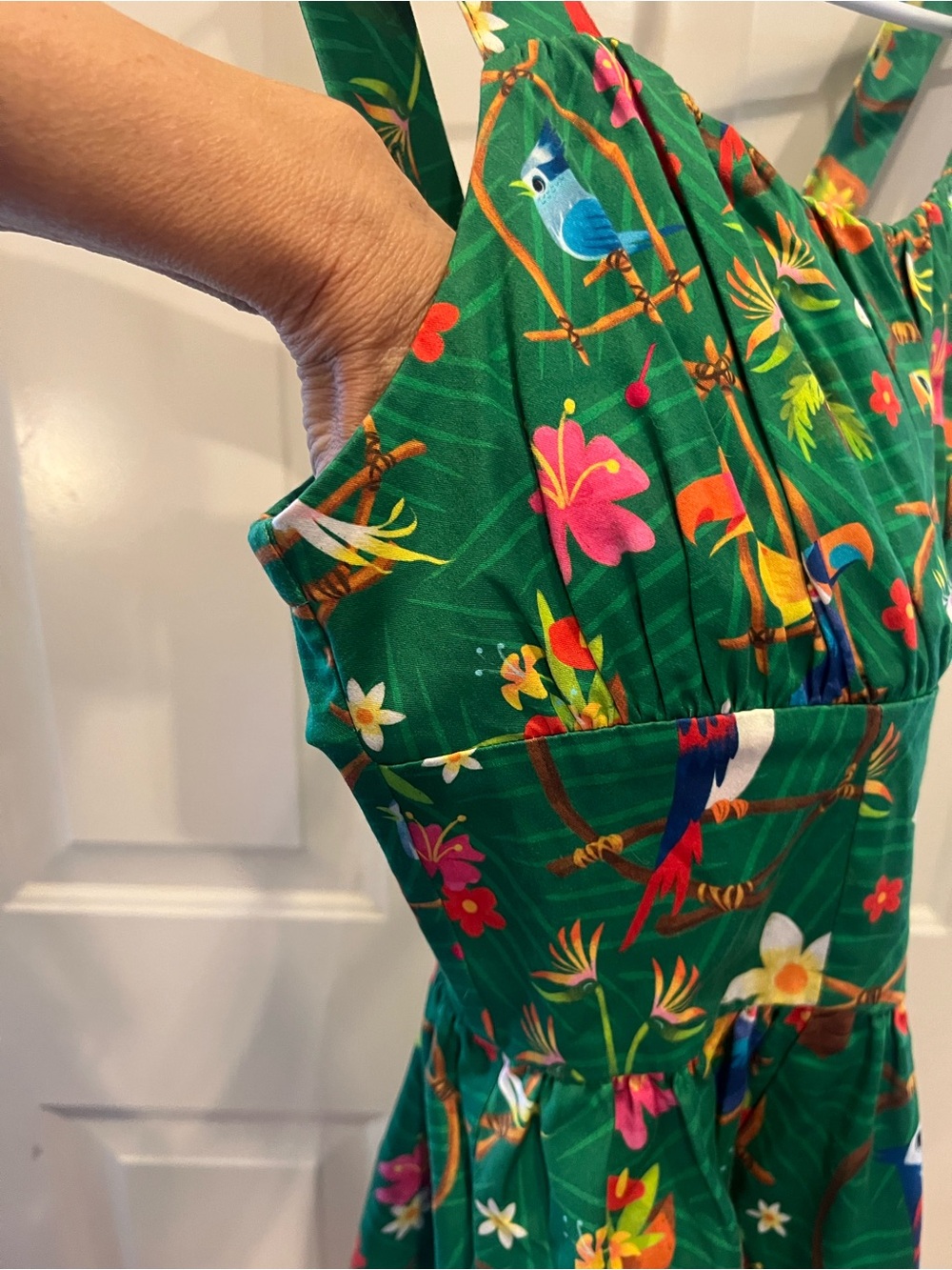 Disney Green Tiki Room Dress with the Birds - Picture 5 of 6